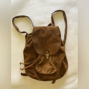 Patricia Nash Casape Cognac Burnished Suede Leather Backpack